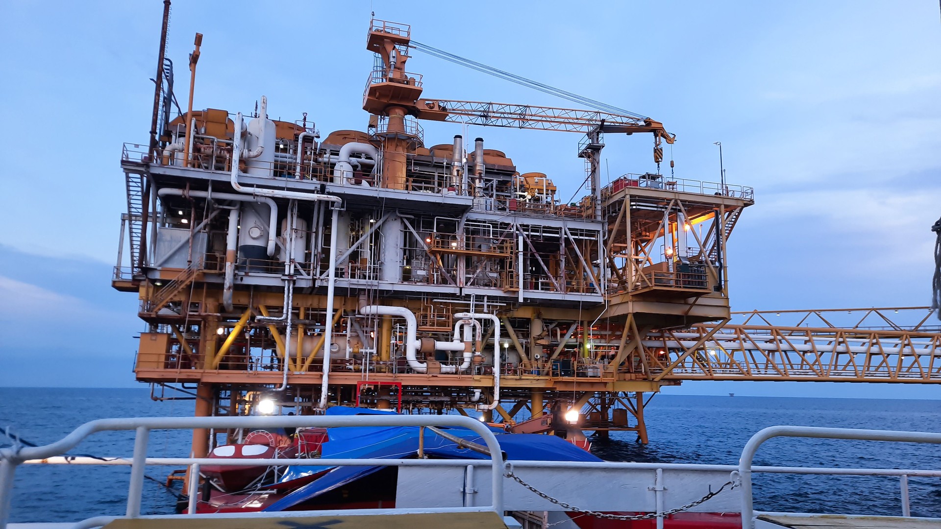 Oil and gas industry .Offshore construction platform for production oil and gas, Production platform and oil and rig industry .